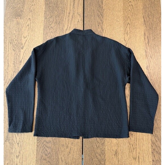 Eileen Fisher Wool Blend Open Front Cardigan Women’s Sz S Black Mandarin Collar - Picture 2 of 9